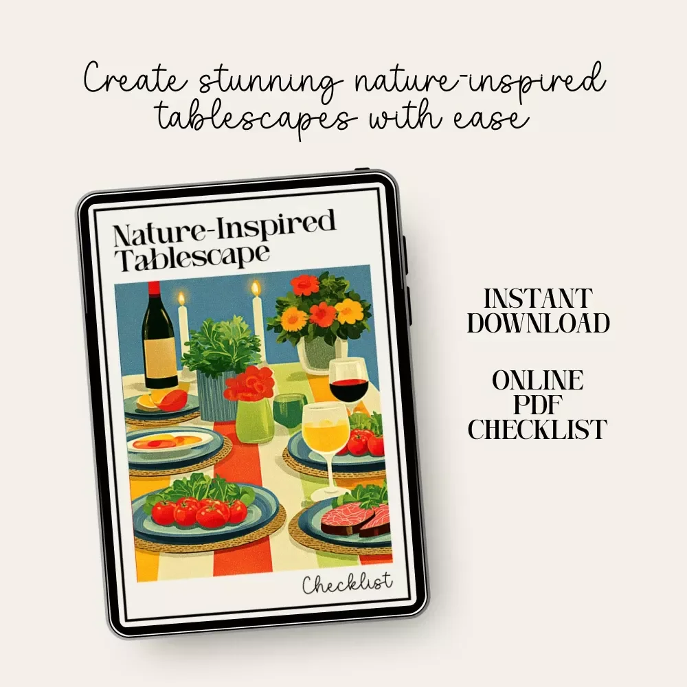 Nature-Inspired Tablescape Checklist | how to build a nature-inspired tablescape | Printable Table Styling Guide | Hostess & Event Decor Planner