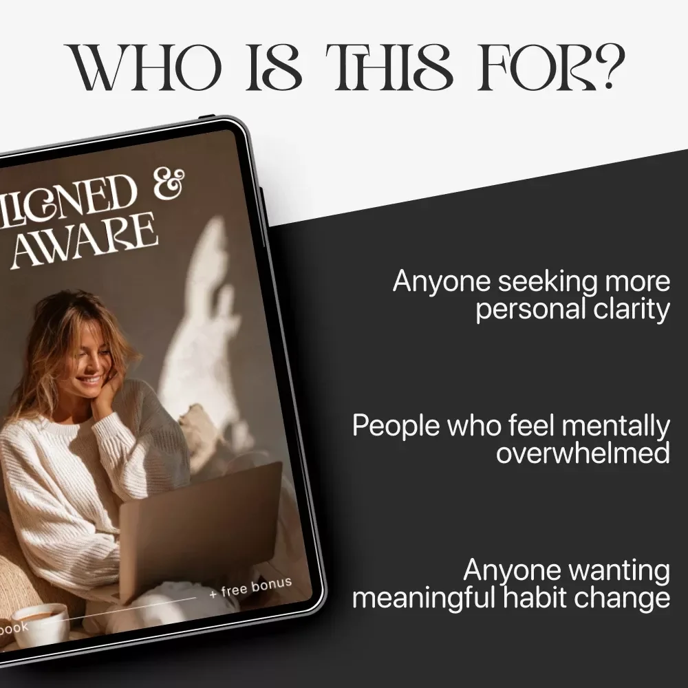Aligned & Aware – A Practical Guide on How to Feel More Aligned With Your Values | Digital Self-Growth eBook | Personal Development & Clarity Workbook Download