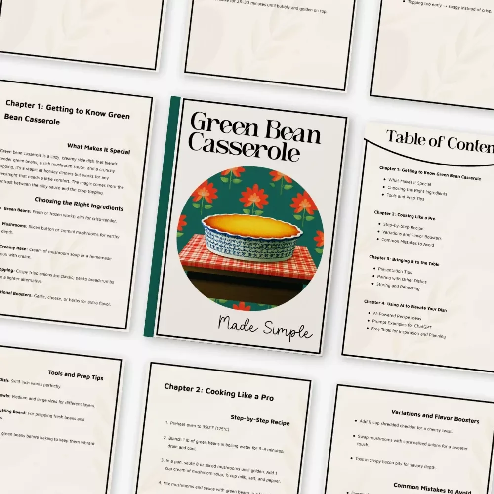 Green Bean Casserole Made Simple | Printable Recipe Guide, Holiday Cooking eBook, Easy Comfort Food Digital Download