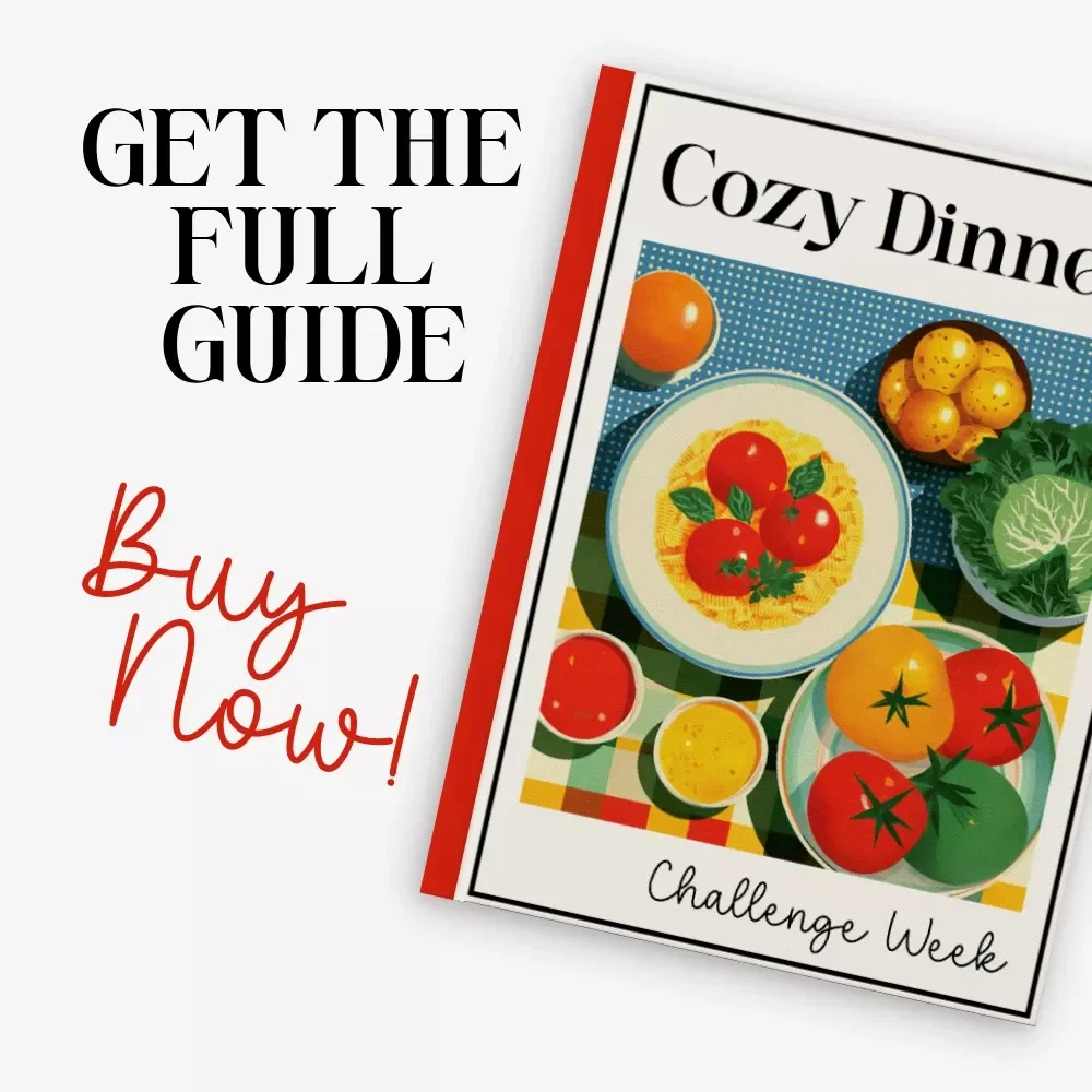 Cozy Dinner Challenge Week – 7 Day Cozy Cooking Challenge eBook, Family Dinner Meal Planning Guide, Comfort Food Recipes Planner, Printable Digital Download