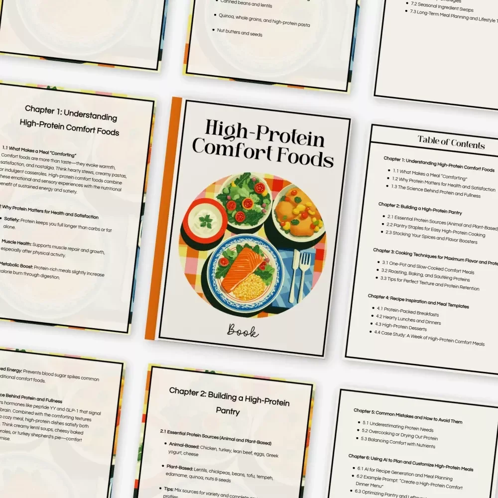 High-Protein Comfort Foods | Printable eBook, Healthy Meal Prep Guide, High-Protein Recipes, Digital Download Cookbook for Easy Clean Eating