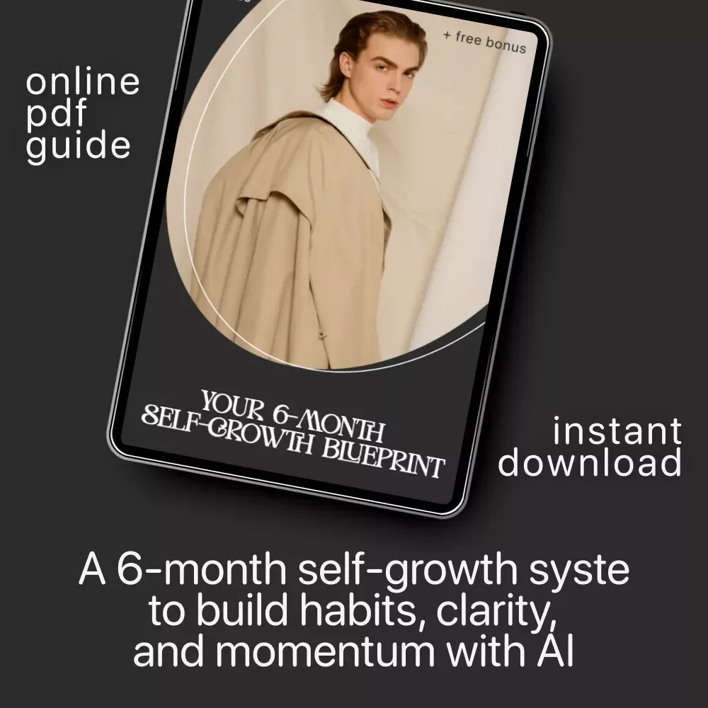 Your 6-Month Self-Growth Blueprint | 6 Month Self Growth Plan Digital Guide for Personal Development, Goal Setting & AI-Powered Reflection