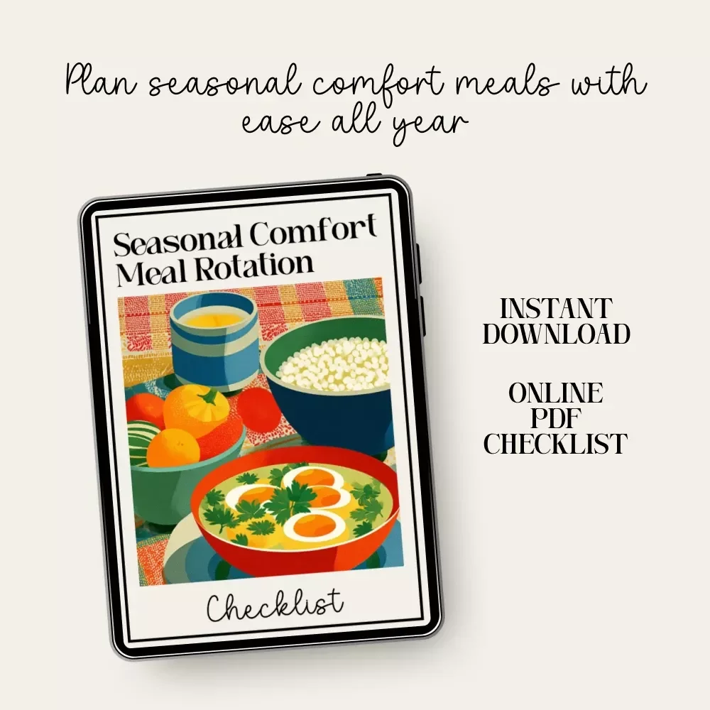 Seasonal Comfort Meal Rotation Checklist – Digital Meal Planner, Printable Kitchen Guide, How to Rotate Comfort Meals Through the Seasons