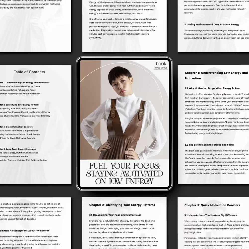 Fuel Your Focus: Staying Motivated on Low Energy | Digital eBook | Ways to Stay Motivated When Energy Is Low