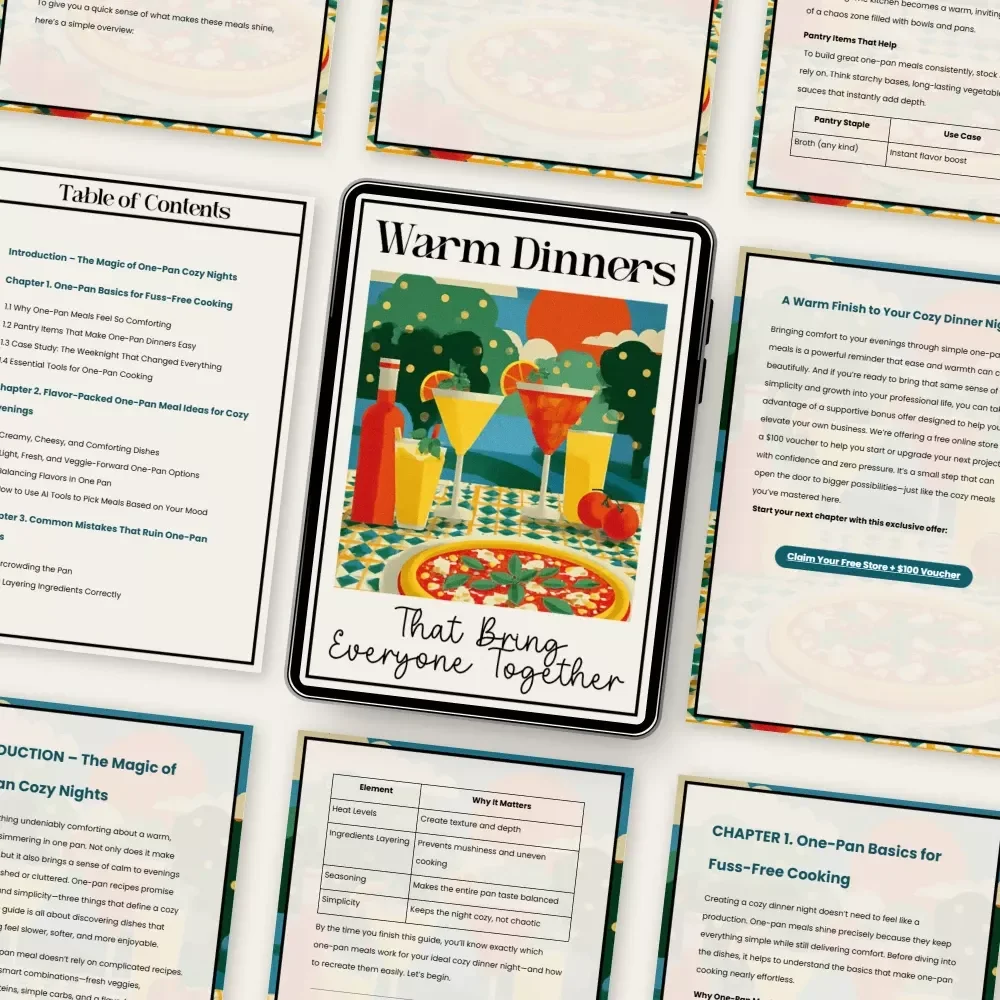 Warm Dinners That Bring Everyone Together | One-Pan Cozy Dinner Guide | what one-pan meals work for a cozy dinner night | Easy Comfort Food eBook