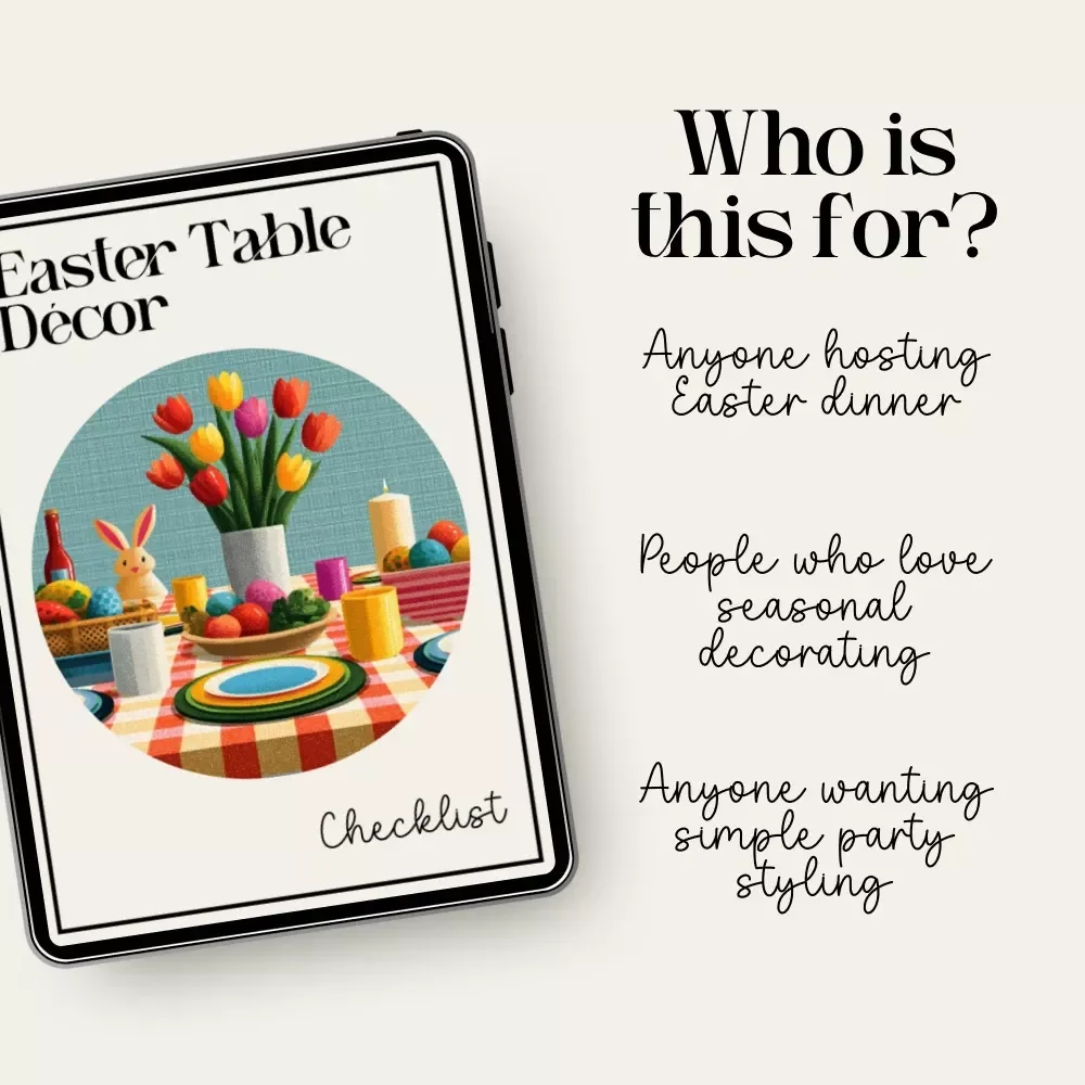 Easter Table Décor Checklist – Printable Guide for Decoration Table for Easter, Spring Tablescape Planner, Instant Download