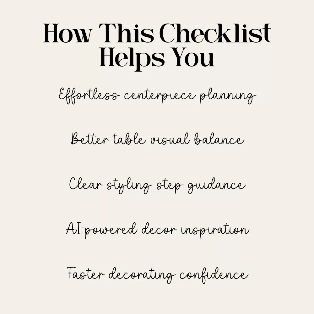 Dinner Table Centerpiece Checklist – Printable Dining Decor Planner, Centerpiece Ideas for Dinner Table Guide, Table Styling & Hosting Tool
