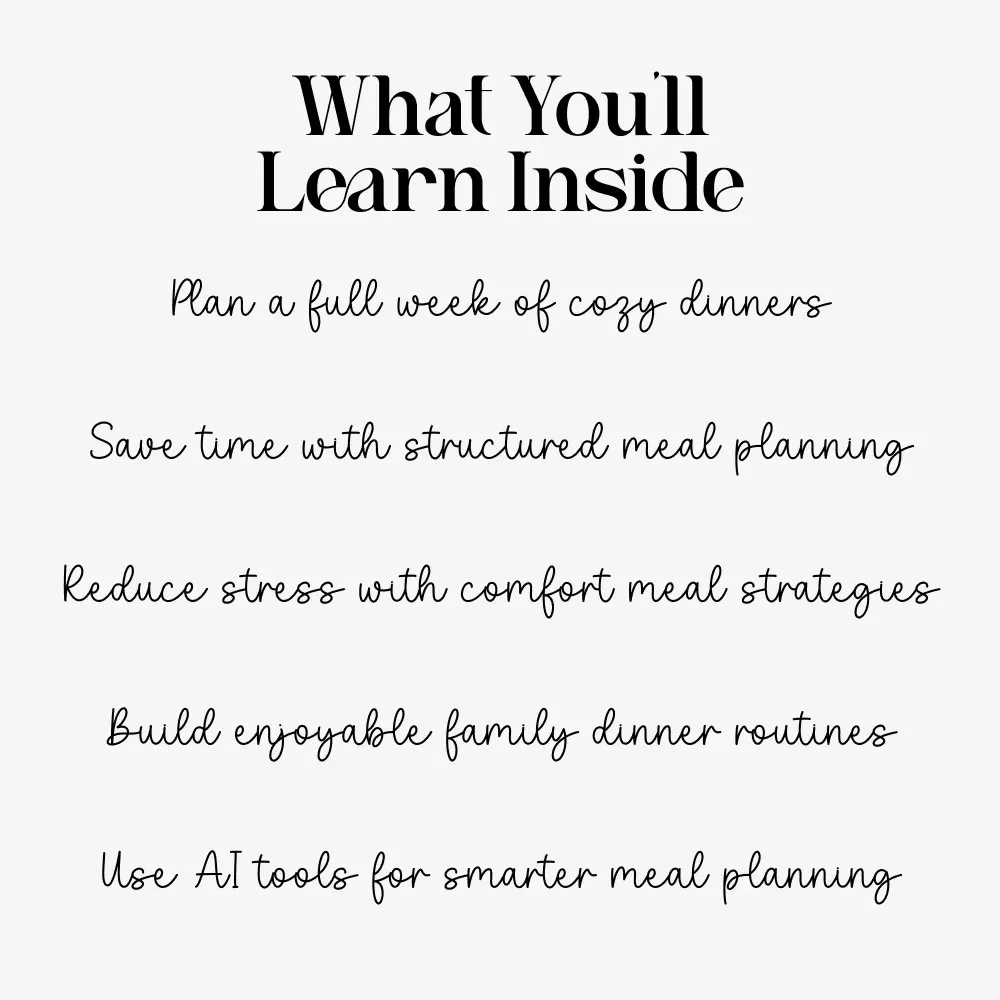 Cozy Dinner Challenge Week – 7 Day Cozy Cooking Challenge eBook, Family Dinner Meal Planning Guide, Comfort Food Recipes Planner, Printable Digital Download
