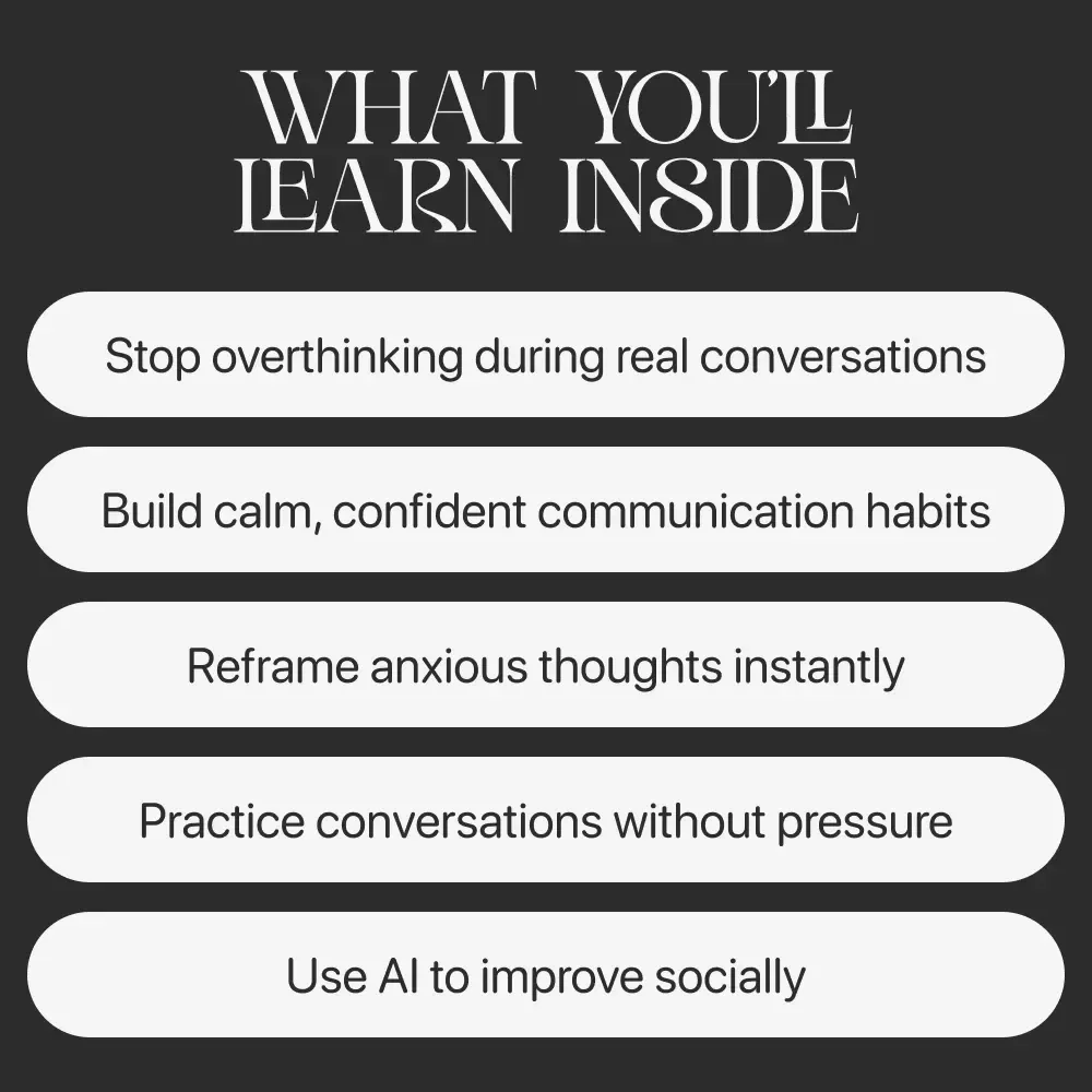 Quiet Your Mind in Conversations | How to Stop Overthinking Every Conversation Guide | Social Anxiety Workbook | Mindfulness Communication eBook