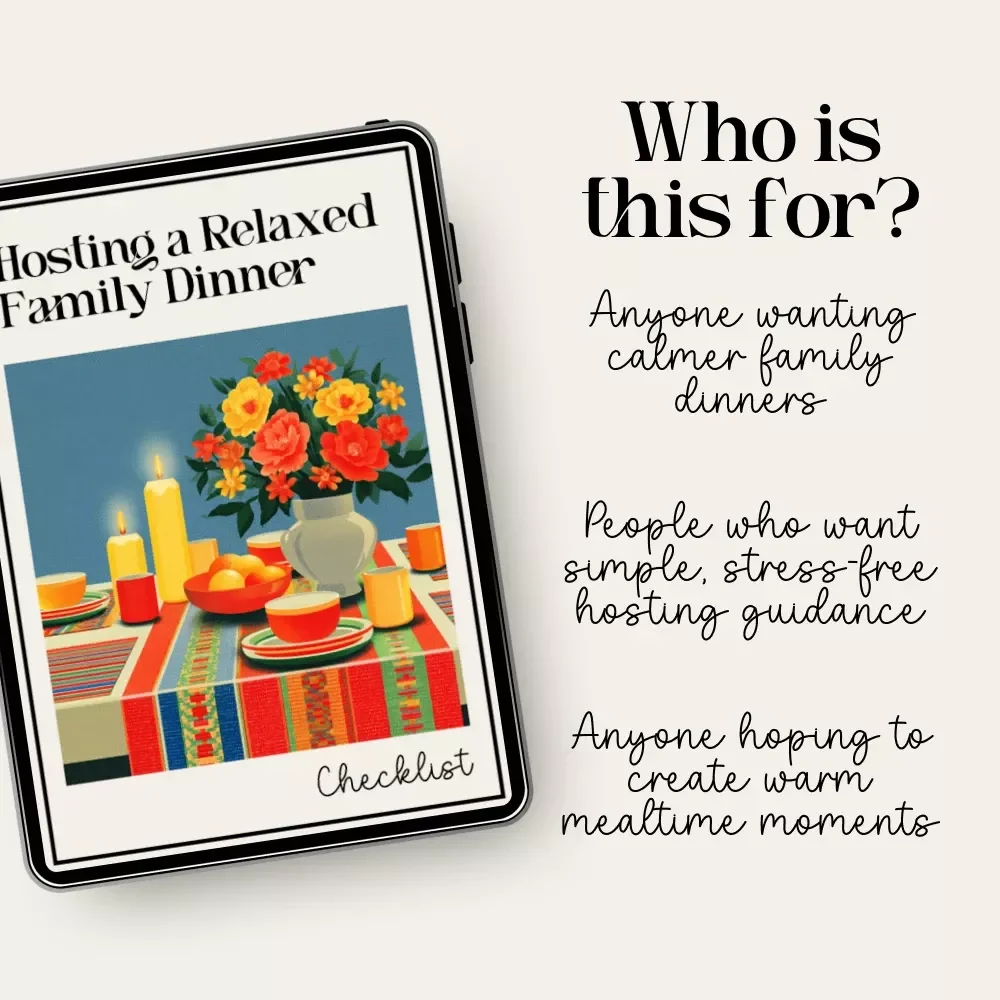 Hosting a Relaxed Family Dinner | Cozy Dinner Checklist, Family Gathering Planner, Stress-Free Hosting eBook, Digital Download for Easy Entertaining