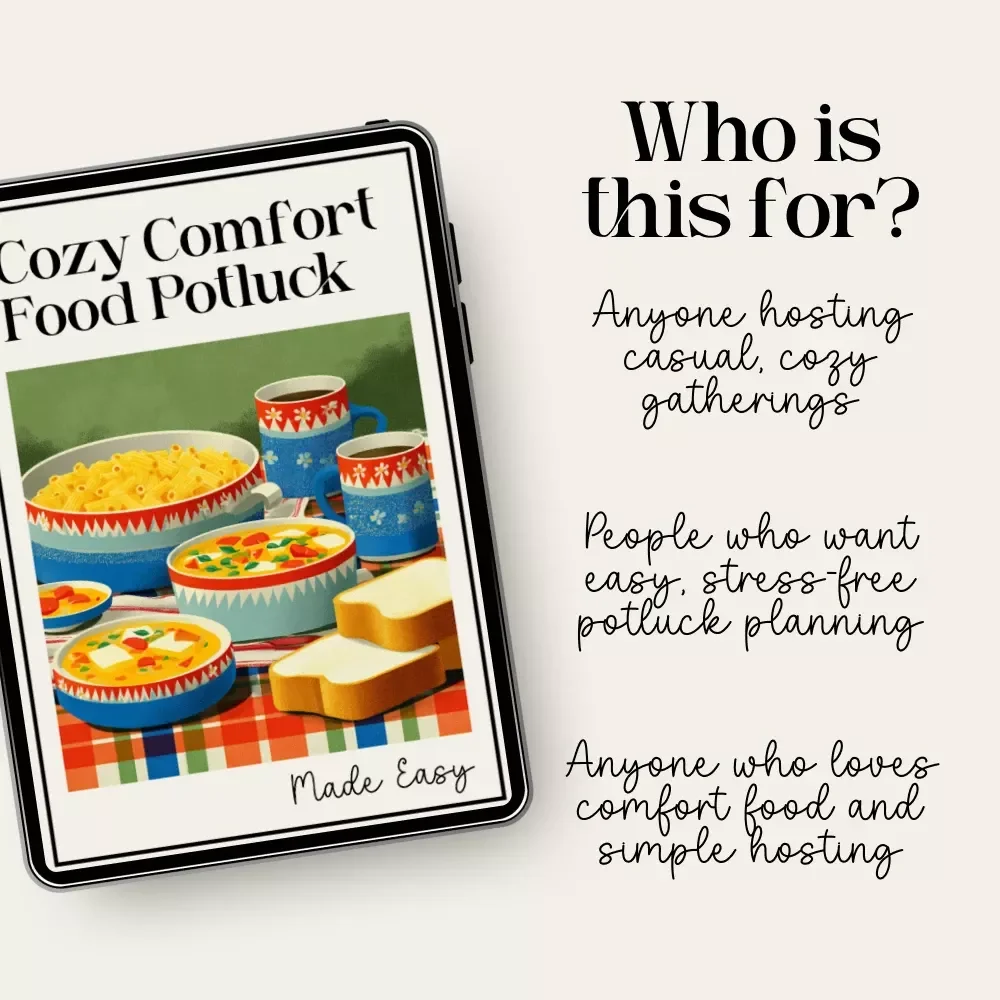 Cozy Comfort Food Potluck Made Easy | Digital Potluck Guide & Checklist | Comfort Food Potluck Planning eBook for Stress-Free Cozy Gatherings