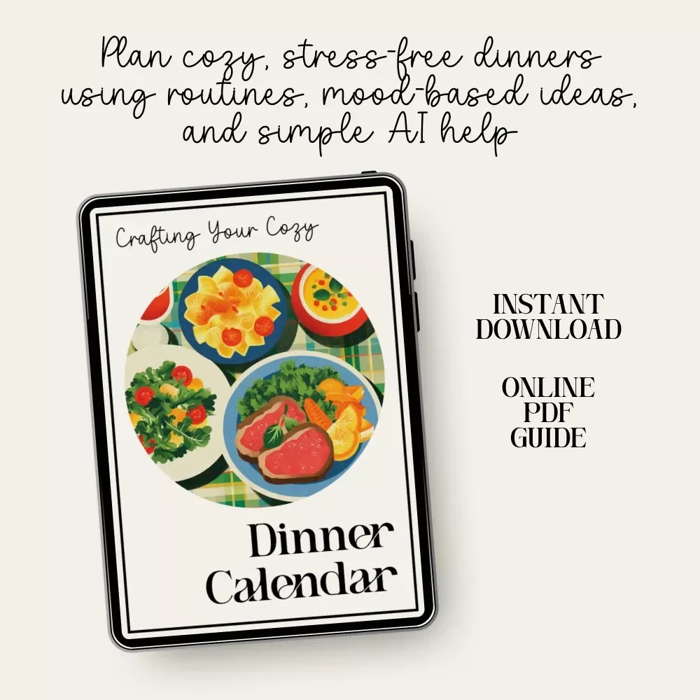Crafting Your Cozy Dinner Calendar – Ebook Guide on How to Plan a Cozy Dinner Calendar for a Month | Cozy Meal Planning & AI Prompts for Busy Homes