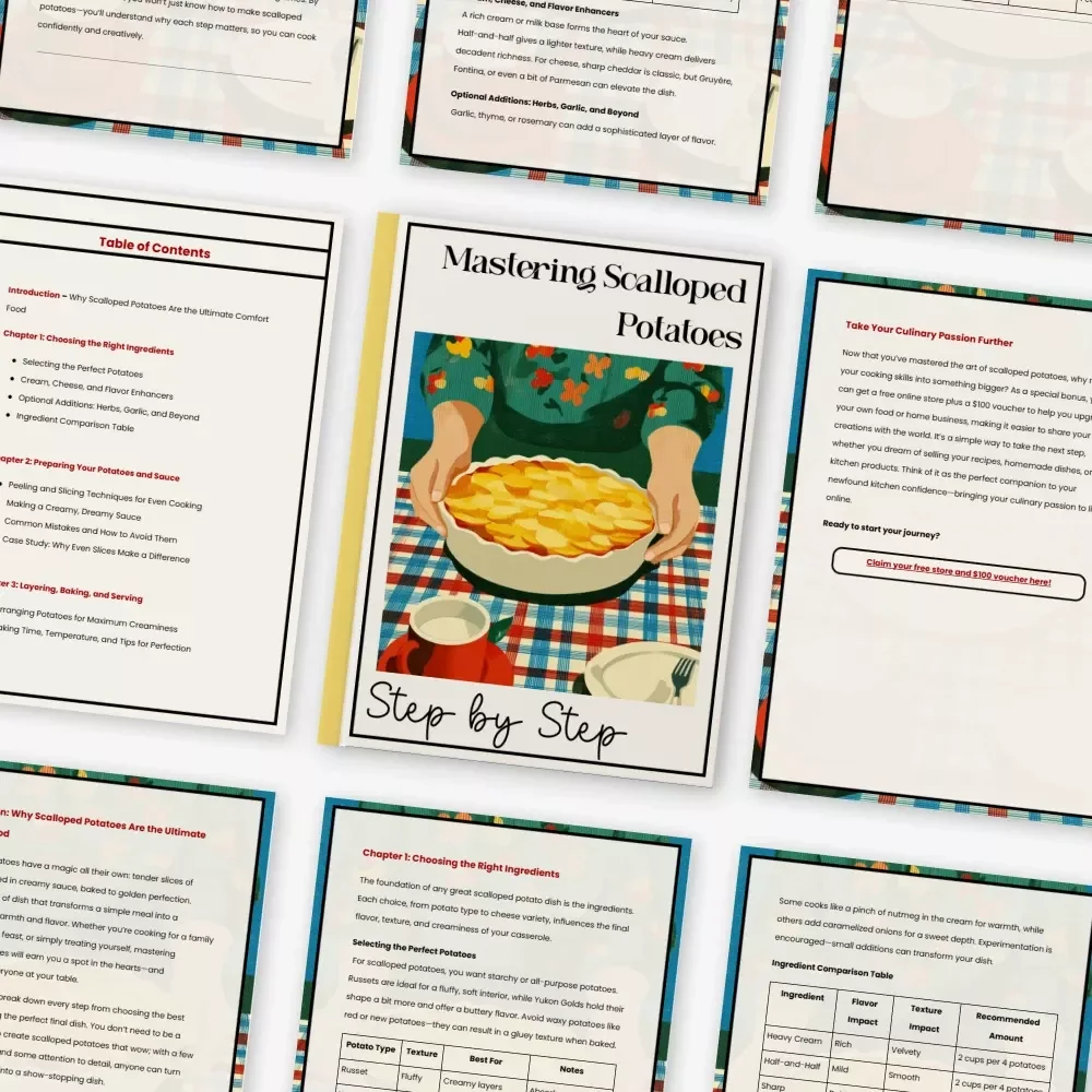 Mastering Scalloped Potatoes Step by Step – Easy Comfort Food Guide | How to Make Scalloped Potatoes From Scratch | Printable Digital Recipe eBook