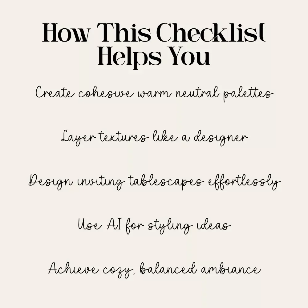 How to Style a Table with Warm Neutral Colors – Printable Checklist | Minimalist Table Styling Guide | how to style a table with warm neutral colors