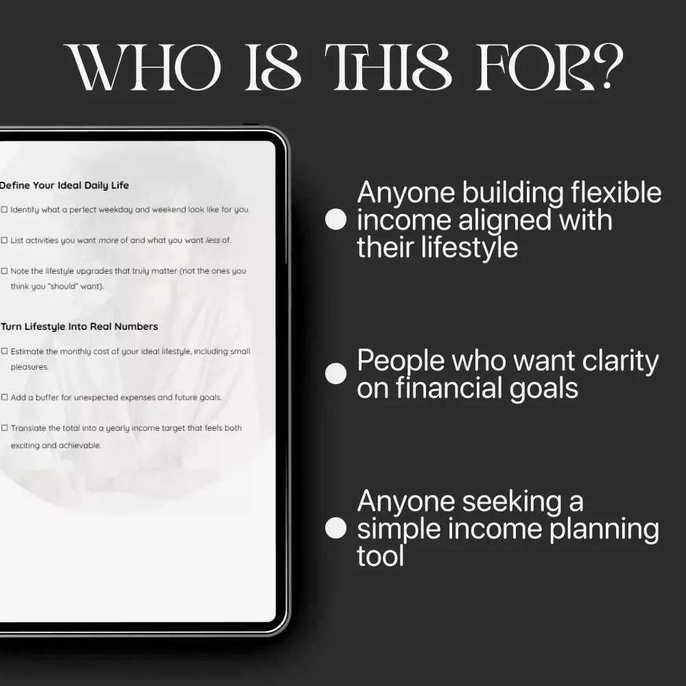 Lifestyle-Aligned Income Goals | Financial Planning Checklist, Income Goal Planner, Digital Download for Freelancers & Entrepreneurs