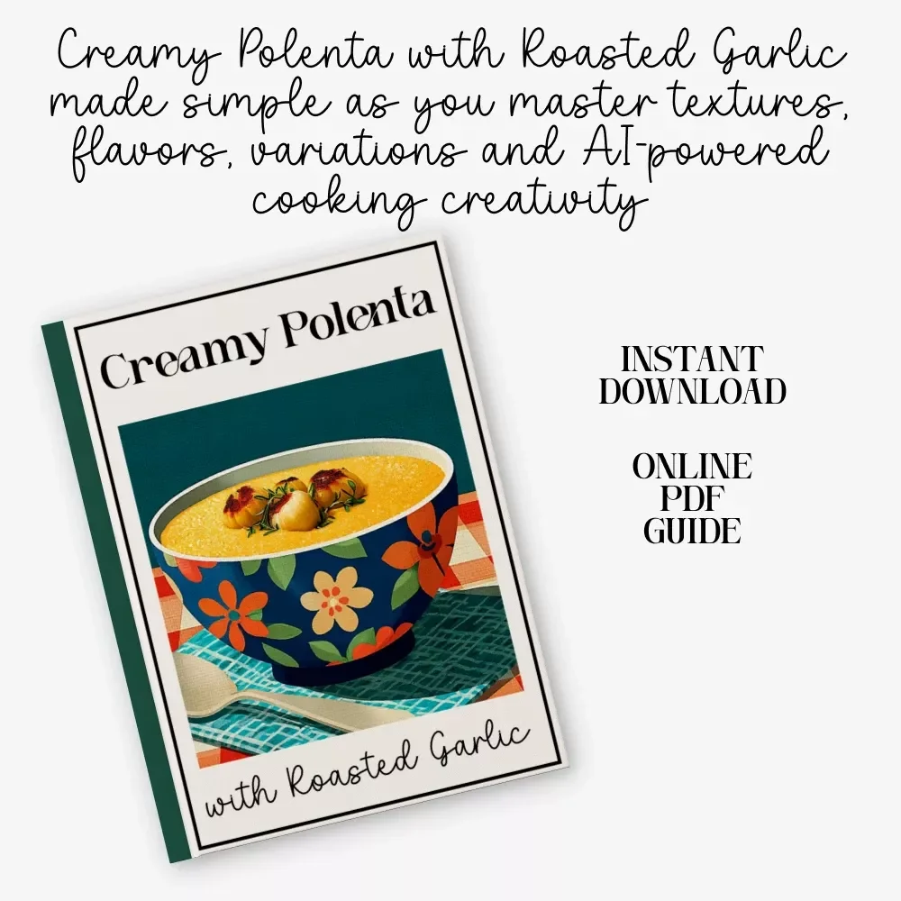 Creamy Polenta with Roasted Garlic — Comfort Food Guide | Printable Cooking eBook | creamy polenta with roasted garlic recipe | Digital Download