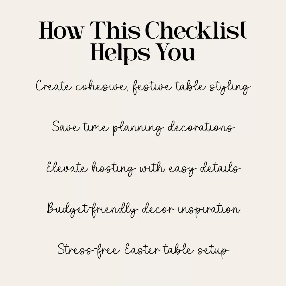 Easter Table Décor Checklist – Printable Guide for Decoration Table for Easter, Spring Tablescape Planner, Instant Download