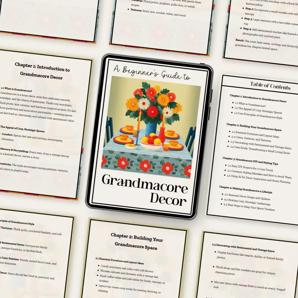 A Beginner’s Guide to Grandmacore Decor – Cozy Vintage Aesthetic eBook | Grandmacore Home Decor Guide | Digital Download for Nostalgic Cottage-Style Interiors