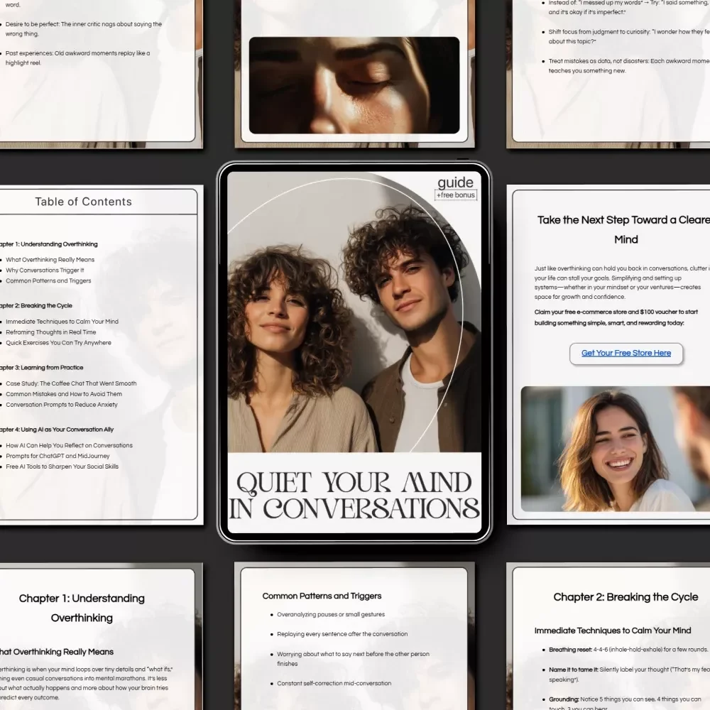 Quiet Your Mind in Conversations | How to Stop Overthinking Every Conversation Guide | Social Anxiety Workbook | Mindfulness Communication eBook