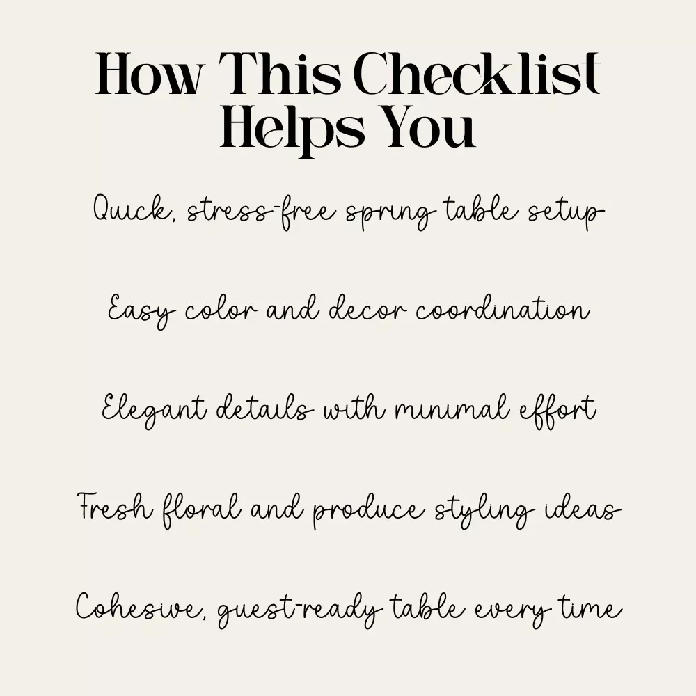 Spring Tablescape Checklist | Printable Digital Download | Spring Decor Guide for Elegant Table Settings