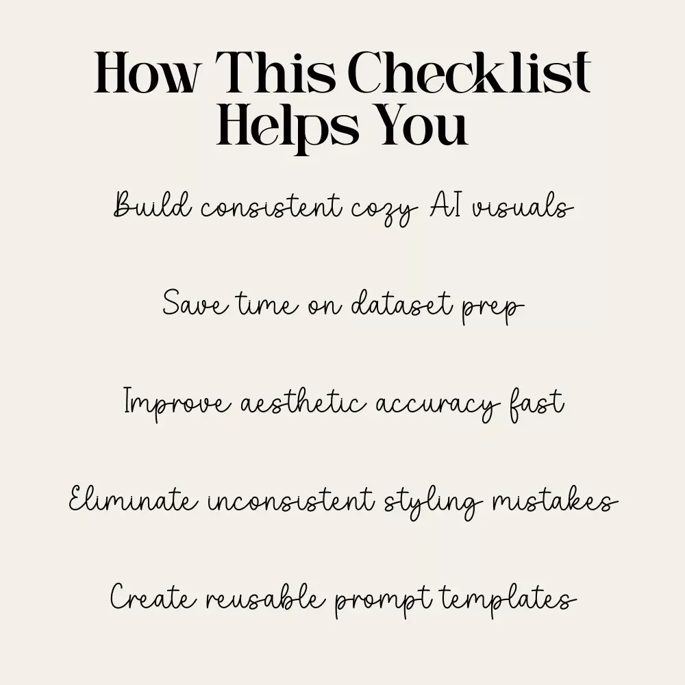 Cozy Table Aesthetic AI Training Checklist – How to Train AI on Your Favorite Cozy Table Aesthetics | Digital Download for Creators & Designers