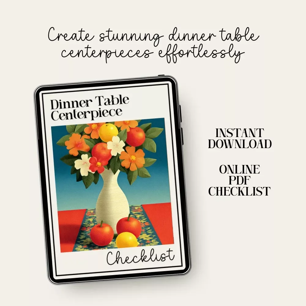 Dinner Table Centerpiece Checklist – Printable Dining Decor Planner, Centerpiece Ideas for Dinner Table Guide, Table Styling & Hosting Tool
