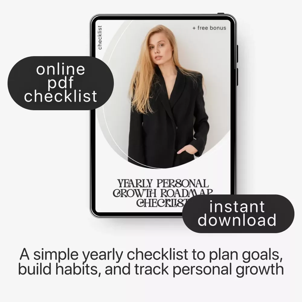 Yearly Personal Growth Roadmap Checklist | Printable Digital Planner & Goal Tracker | yearly personal growth roadmap Guide