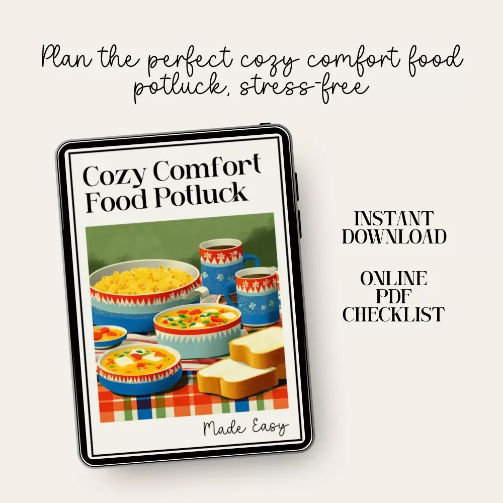 Cozy Comfort Food Potluck Made Easy | Digital Potluck Guide & Checklist | Comfort Food Potluck Planning eBook for Stress-Free Cozy Gatherings