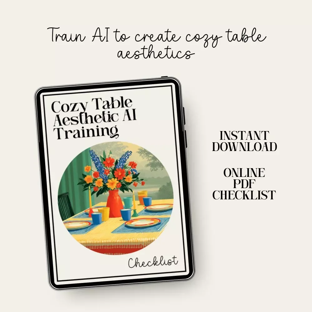 Cozy Table Aesthetic AI Training Checklist – How to Train AI on Your Favorite Cozy Table Aesthetics | Digital Download for Creators & Designers