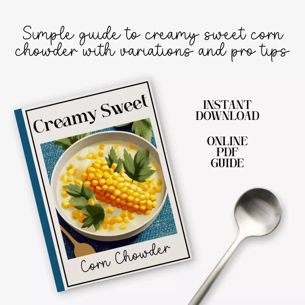 Creamy Sweet Corn Chowder Guide | How to Make Creamy Sweet Corn Chowder at Home, Cozy Comfort Soup eBook & Kitchen Recipe Checklist Download