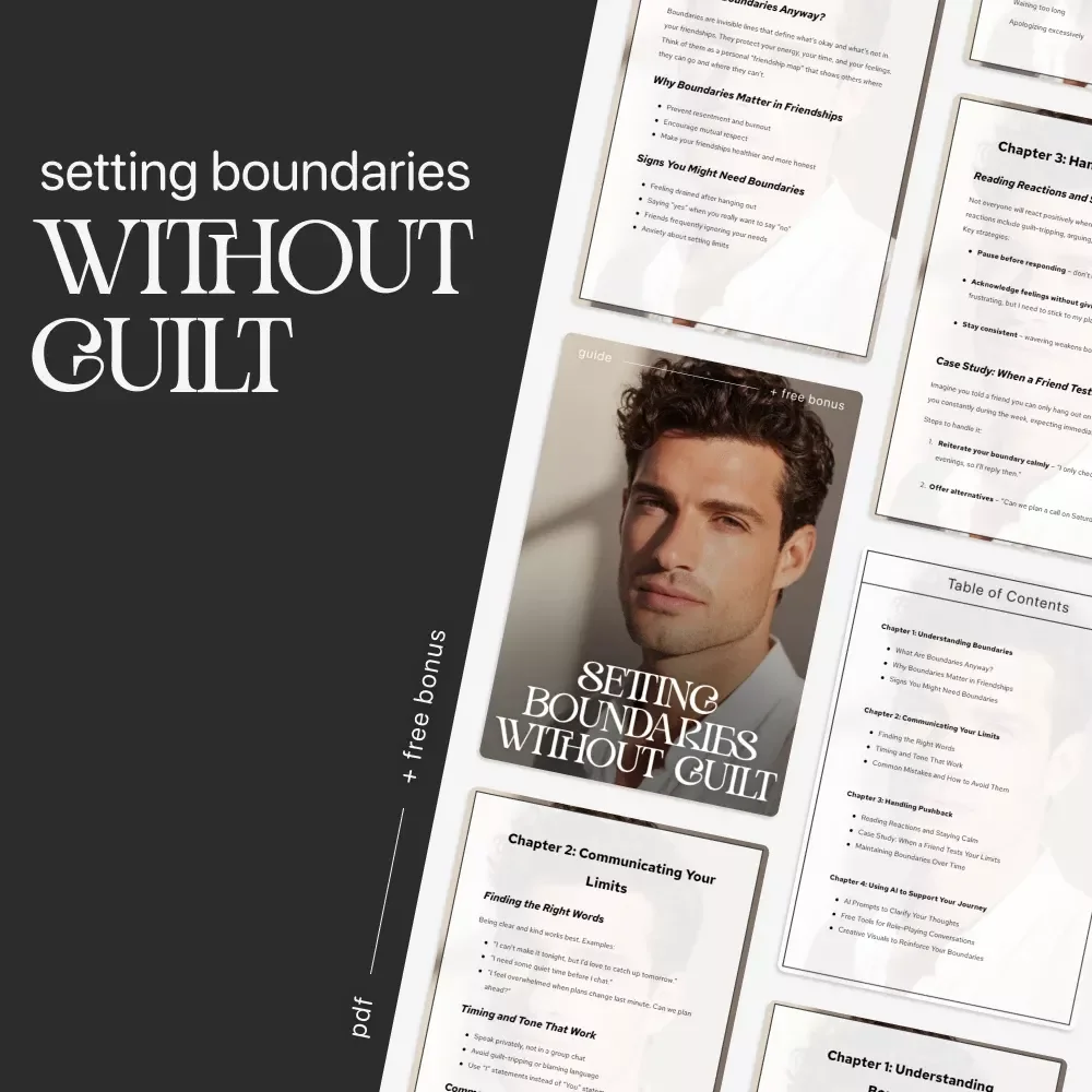 Setting Boundaries Without Guilt | Guide on how to set boundaries with friends, Friendship Communication, Self-Respect Digital Download