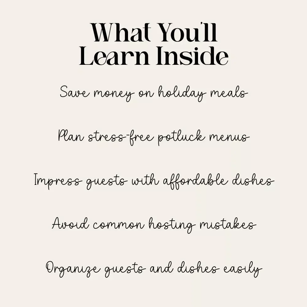 Holiday Potluck Magic on Any Budget | how to build a budget-friendly holiday potluck menu eBook | Stress-Free Hosting Guide & Party Planning Printable Download