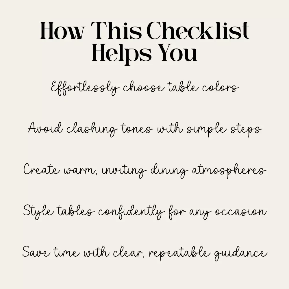 Cozy Color Picking Checklist for Warm, Welcoming Table Decor | Printable Color Palette Guide for Table Styling, Dining Aesthetic Planner, Neutral & Warm Tone Decor Helper