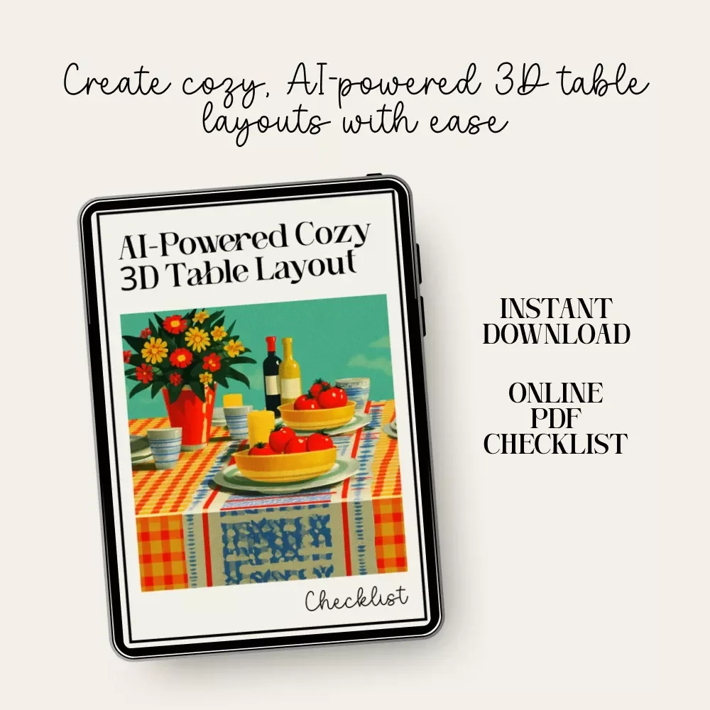 AI-Powered Cozy 3D Table Layout | Digital Download Guide | Cozy Table Styling Checklist | Warm Aesthetic Tablescape Planner | 3D Layout Prompt Guide