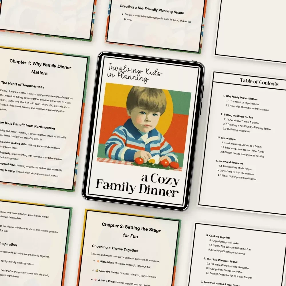 Involving Kids in Planning a Cozy Family Dinner | Family Dinner Guide eBook | Kid-Friendly Planning Checklist & Printable Toolkit