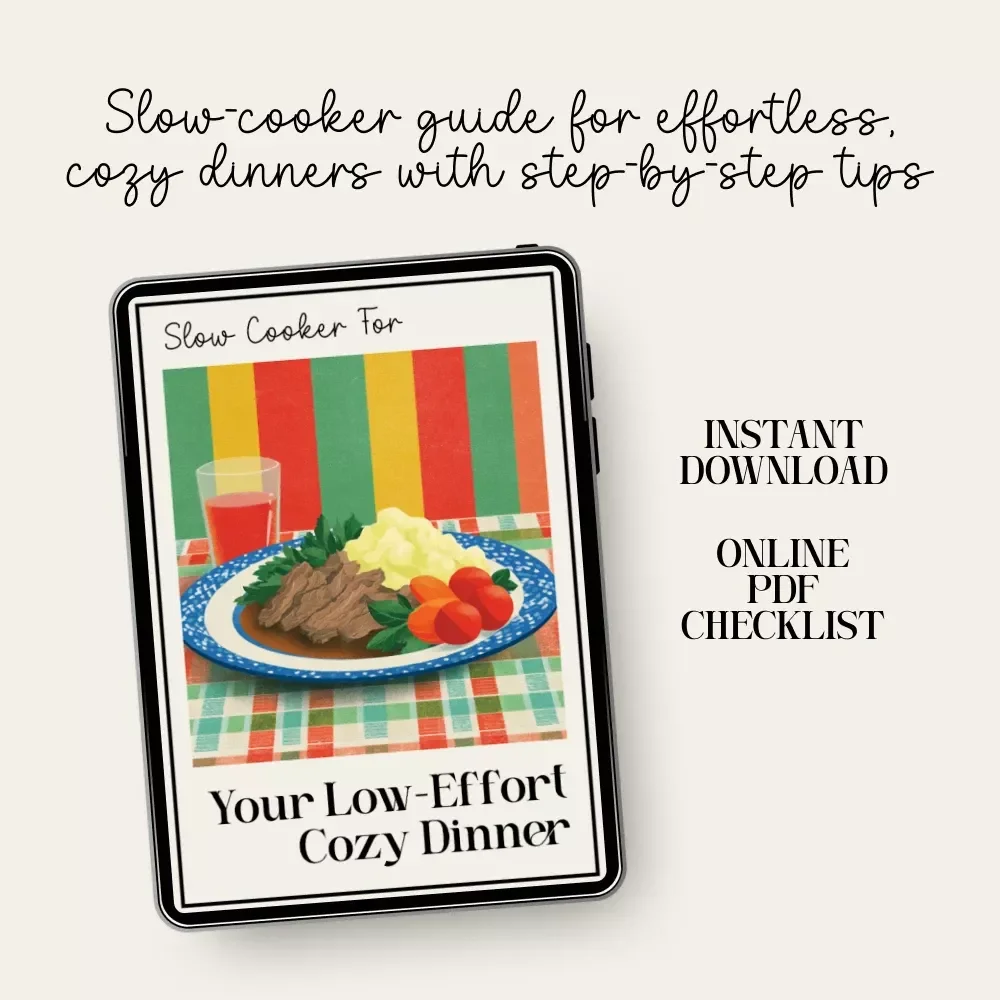 Slow Cooker For Your Low-Effort Cozy Dinner | Cozy Meal Planner | Digital Download Guide for Easy Crockpot Recipes, Low-Effort Weeknight Cooking & Comfort Food Inspiration