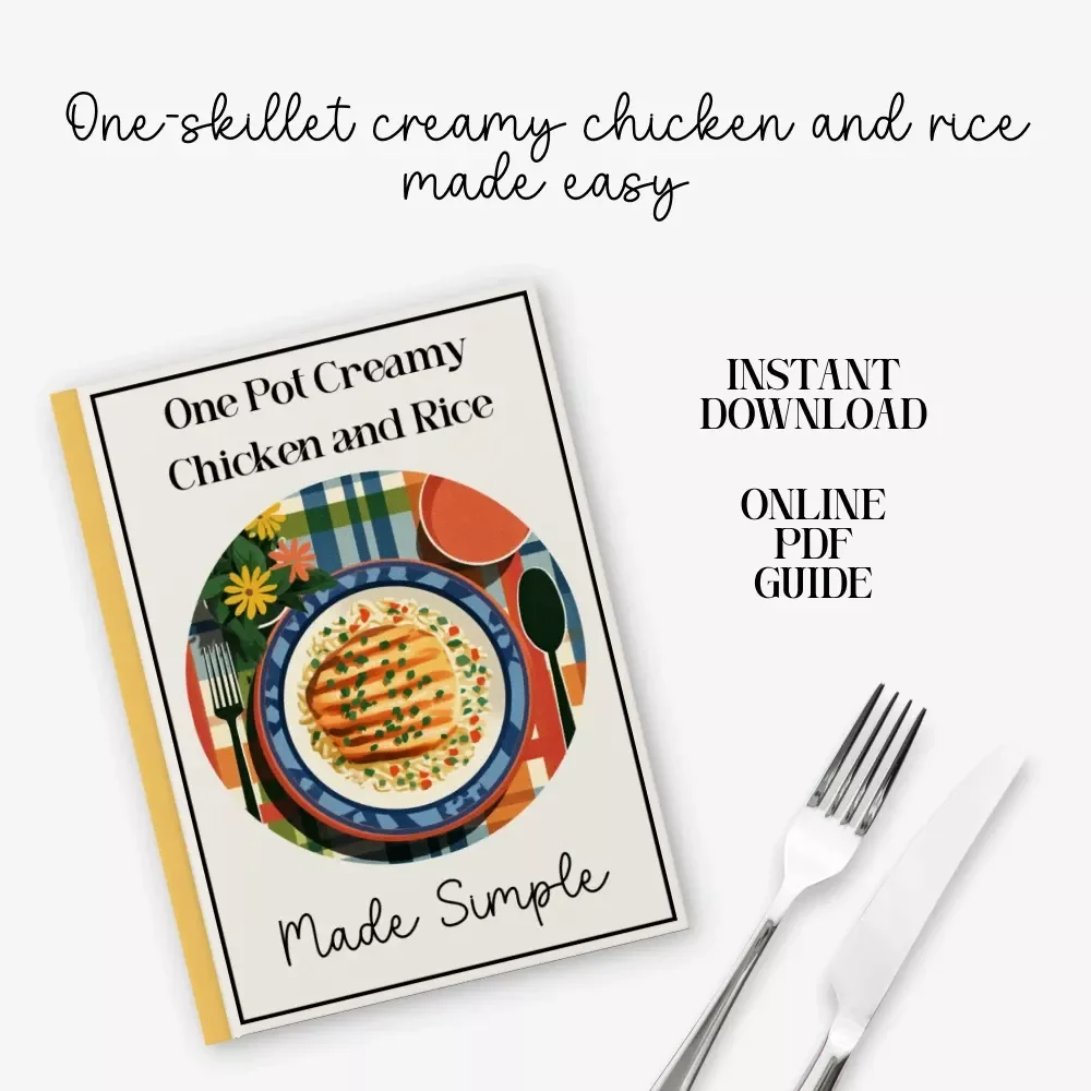 One Pot Creamy Chicken and Rice Made Simple | Easy Weeknight Dinner Guide | one skillet creamy chicken and rice recipe | Digital Cookbook PDF