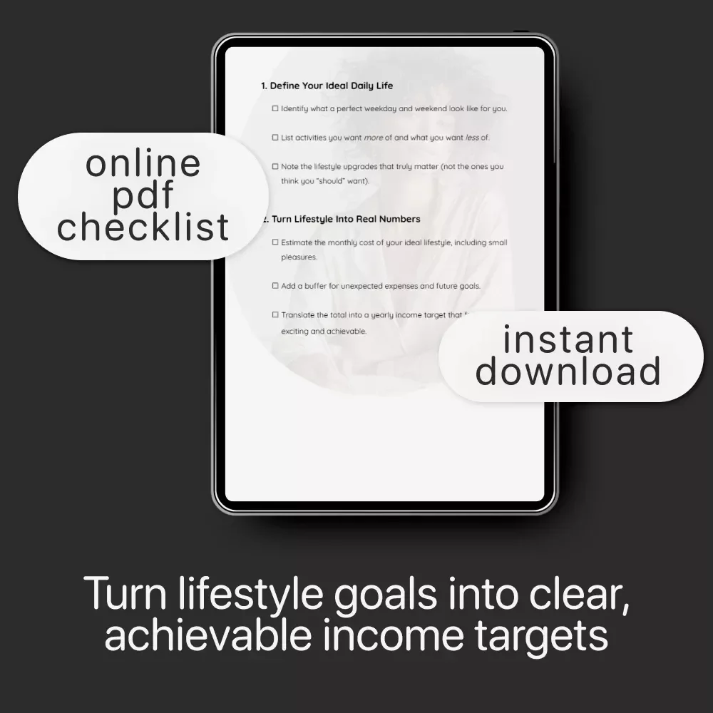 Lifestyle-Aligned Income Goals | Financial Planning Checklist, Income Goal Planner, Digital Download for Freelancers & Entrepreneurs