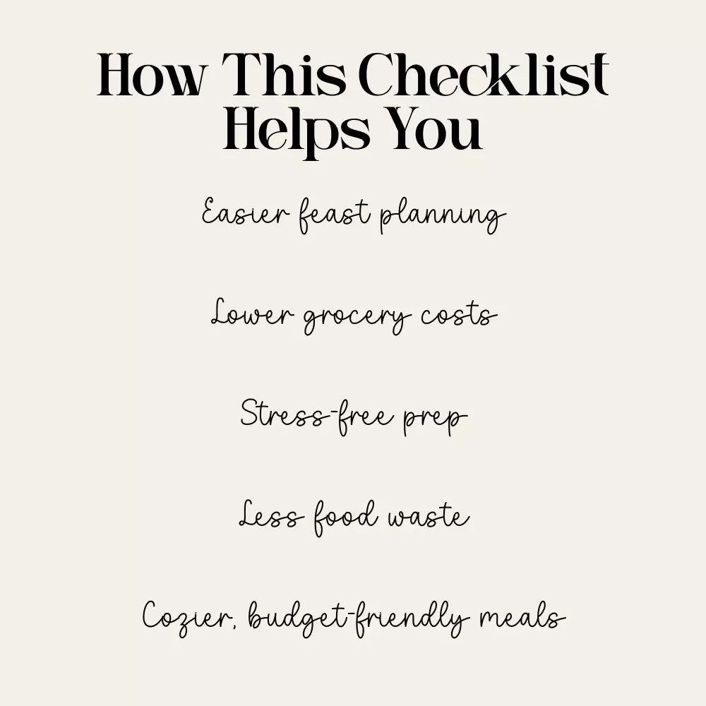 Cozy Family Feast on a Smart Budget Checklist | how to plan a cost-effective cozy family feast | Printable Budget-Friendly Hosting Guide for Stress-Free Meal Planning