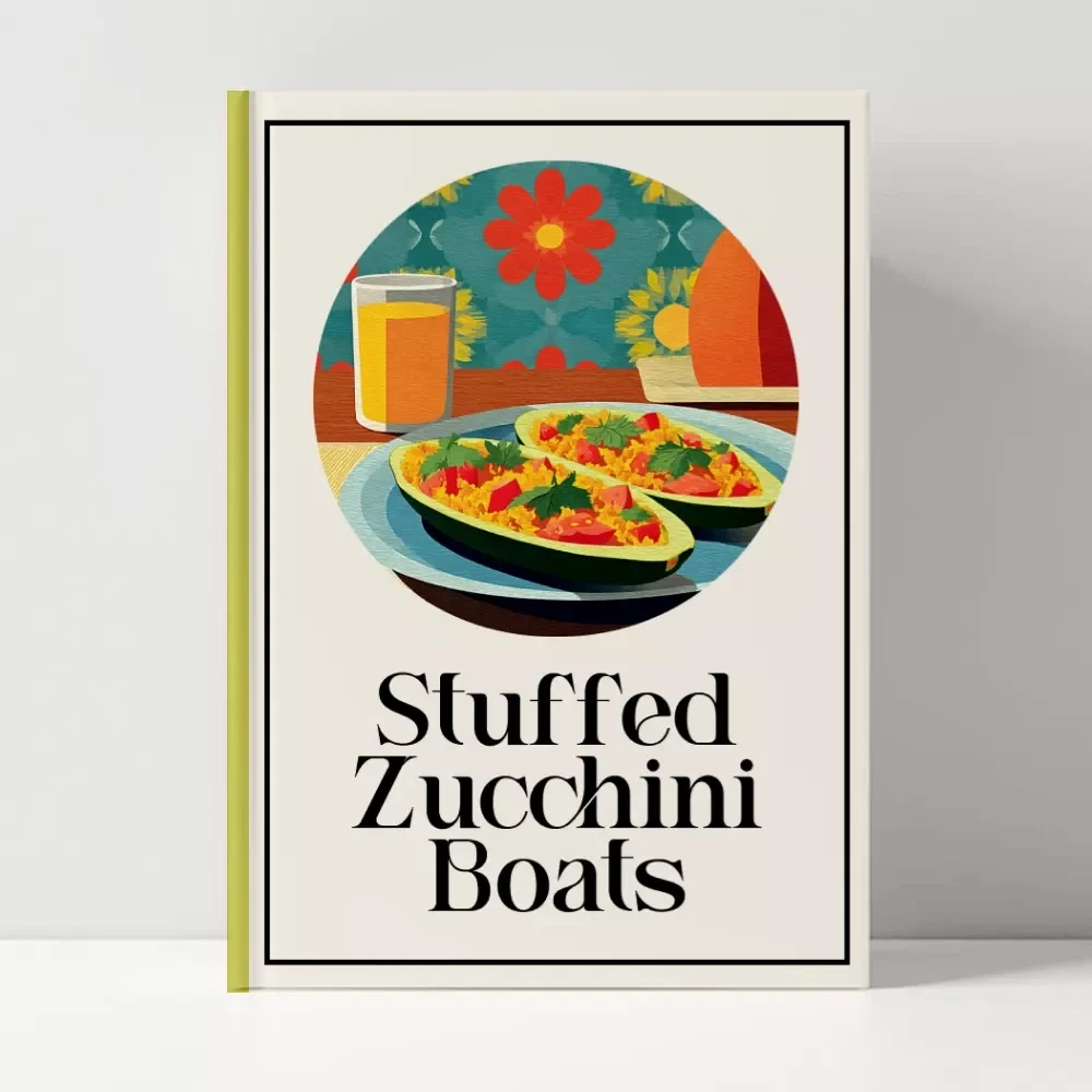 Stuffed Zucchini Boats | Printable Recipe Guide for Beginners | stuffed zucchini boats recipe | Easy Digital Download Cookbook-Style How-To