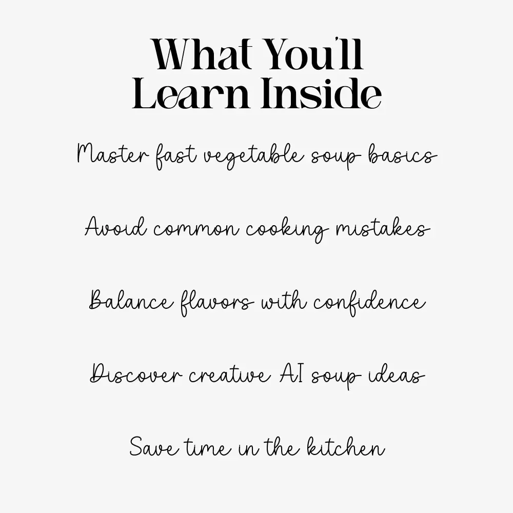 Quick and Tasty Vegetable Soup – Easy Vegetable Soup Recipe Guide, Cozy Meal Planner, Beginner-Friendly Cooking eBook, AI Cooking Inspiration