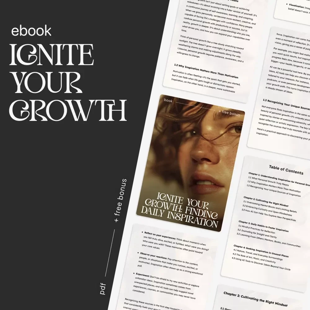 Ignite Your Growth: Finding Daily Inspiration | Digital eBook | How to Find Inspiration for Personal Growth