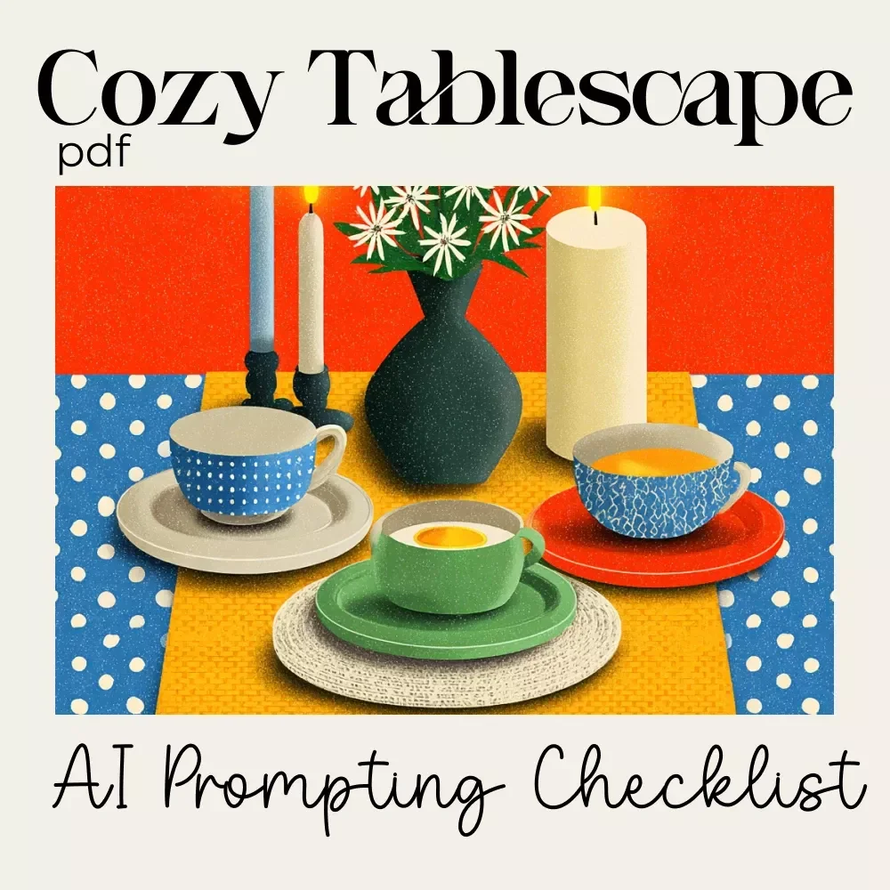 Cozy Tablescape AI Prompting Checklist | Seasonal Table Decor Prompt Guide | Digital Download for Stunning AI-Styled Table Settings