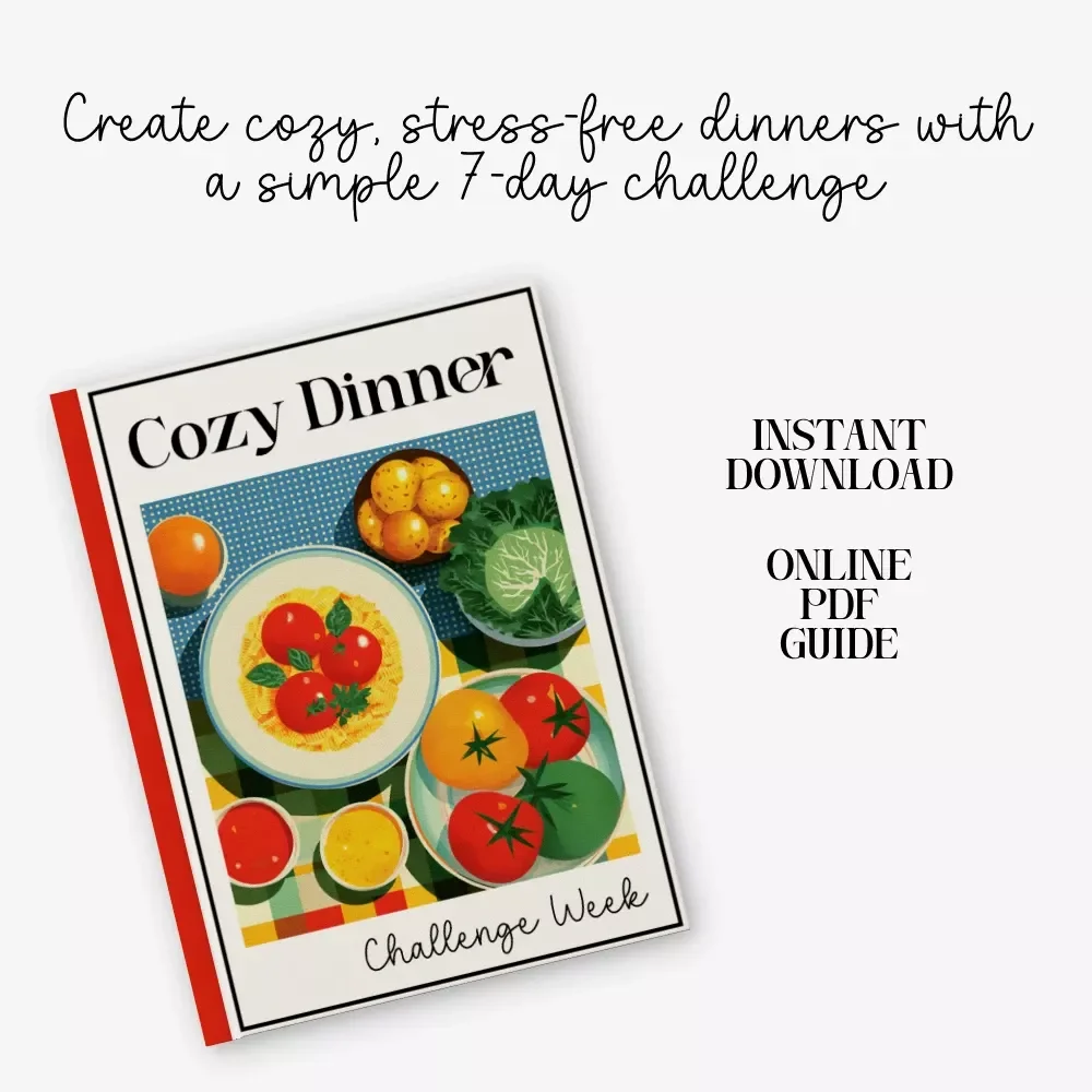 Cozy Dinner Challenge Week – 7 Day Cozy Cooking Challenge eBook, Family Dinner Meal Planning Guide, Comfort Food Recipes Planner, Printable Digital Download