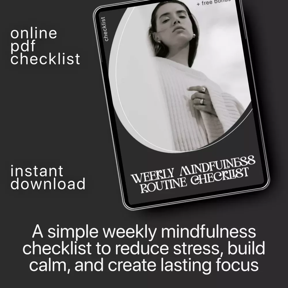 Weekly Mindfulness Routine Checklist | Simple Weekly Mindfulness Routine Planner | Printable + Digital Self Care Tool