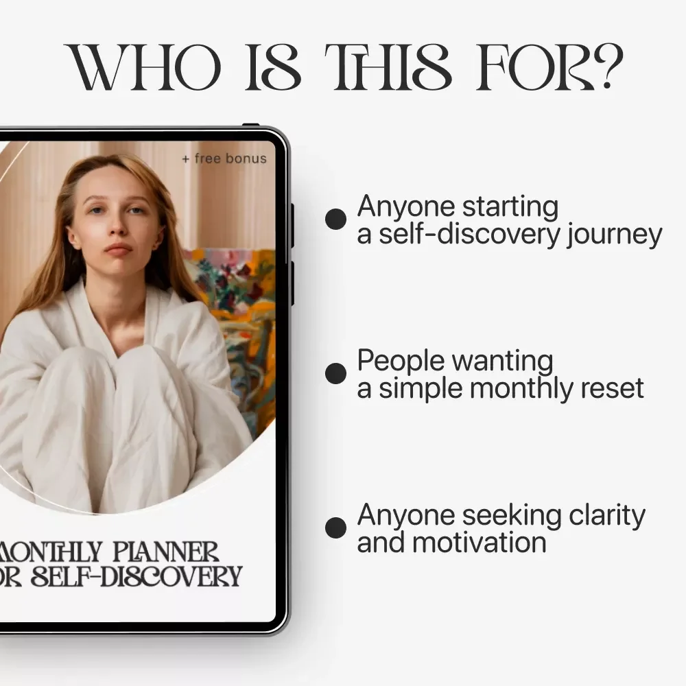 Monthly Planner for Self-Discovery | Printable Monthly Planner for Self Discovery Checklist for Personal Growth & Mindfulness