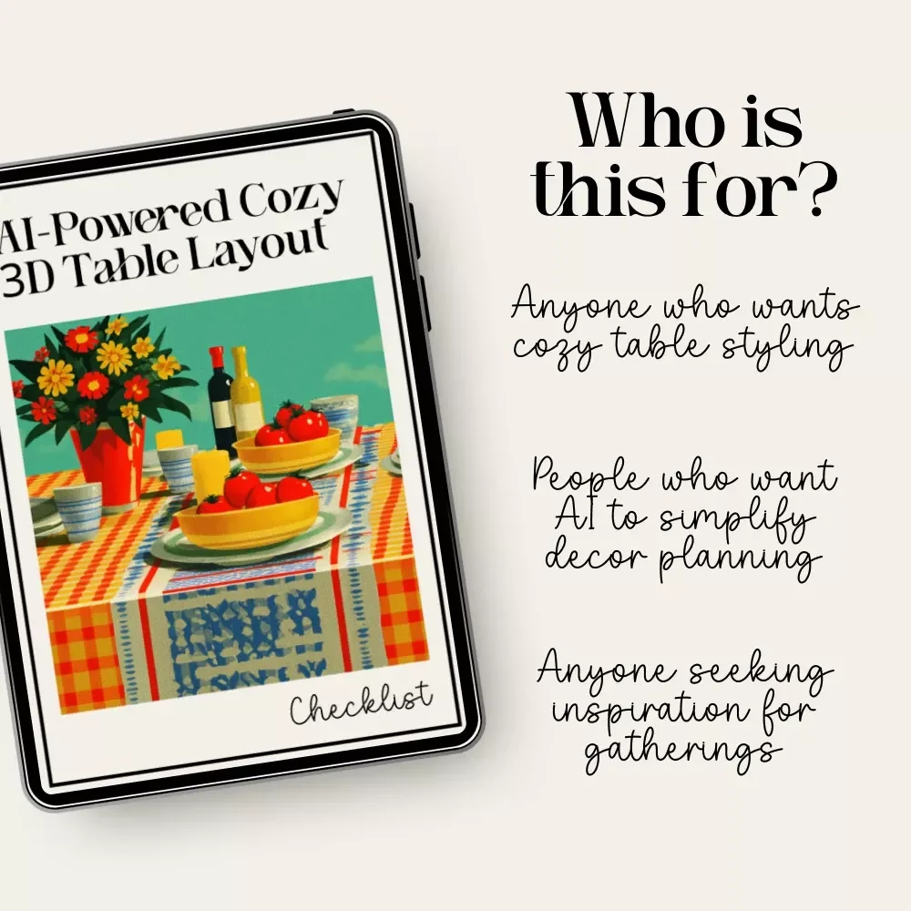AI-Powered Cozy 3D Table Layout | Digital Download Guide | Cozy Table Styling Checklist | Warm Aesthetic Tablescape Planner | 3D Layout Prompt Guide