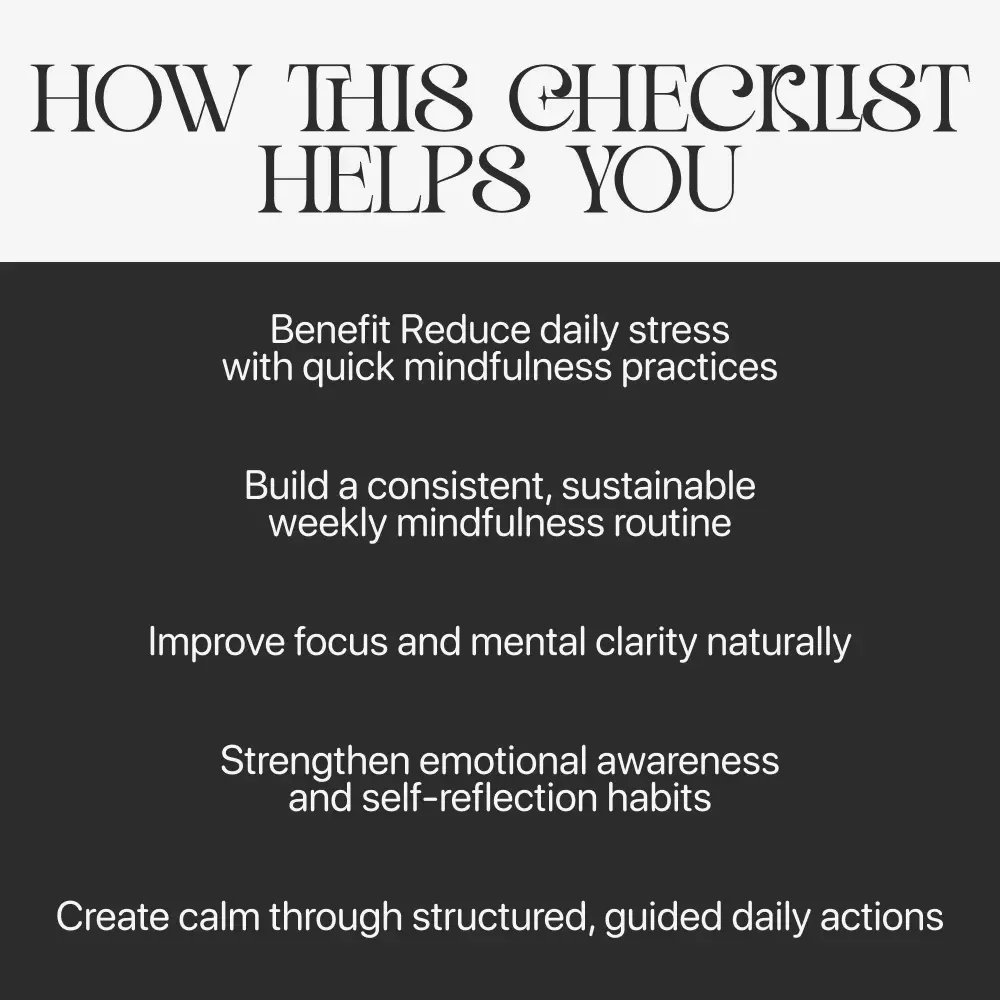 Weekly Mindfulness Routine Checklist | Simple Weekly Mindfulness Routine Planner | Printable + Digital Self Care Tool
