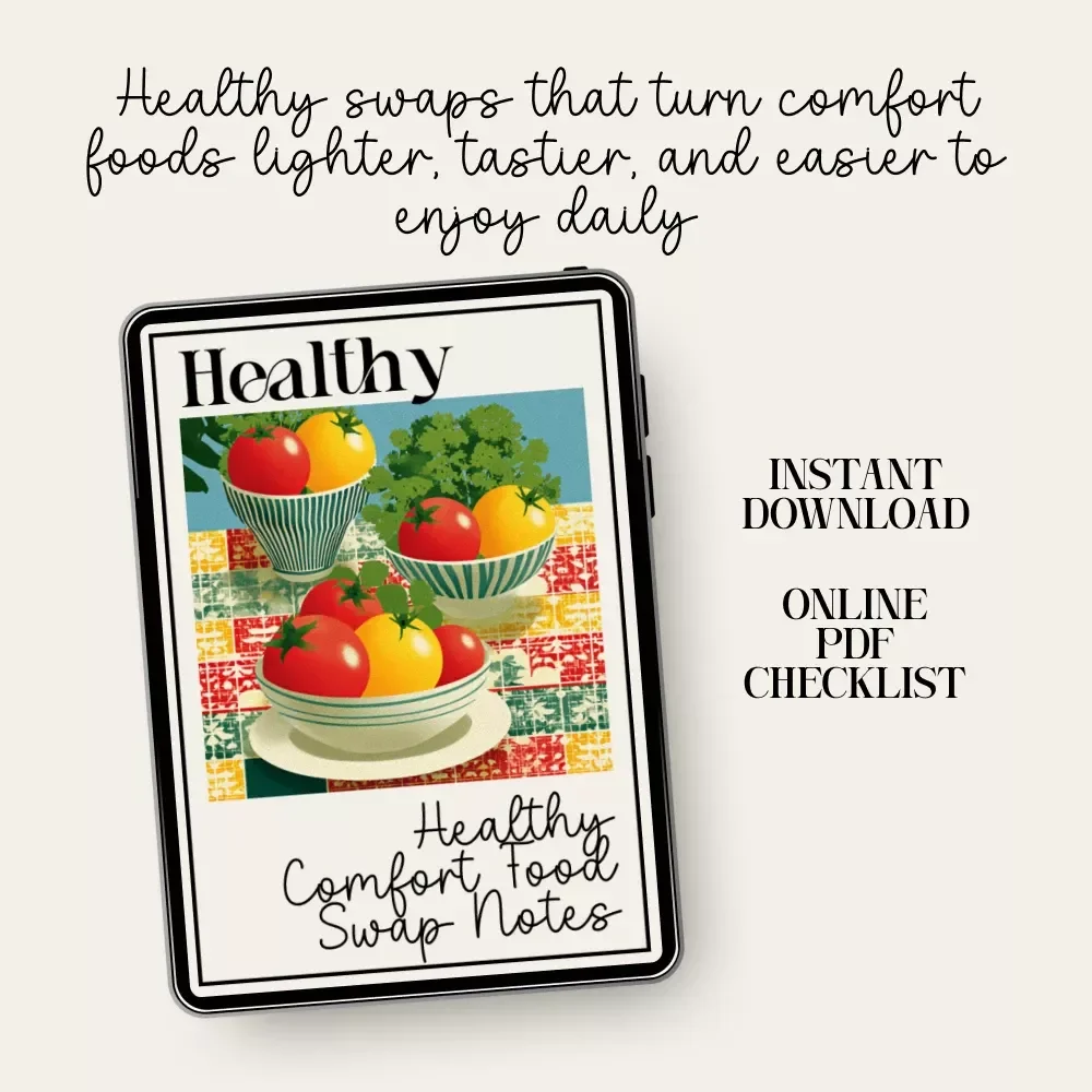 Healthy Comfort Food Swap Notes | Printable Checklist for Healthy Comfort Food Swaps | Digital Download Wellness Guide