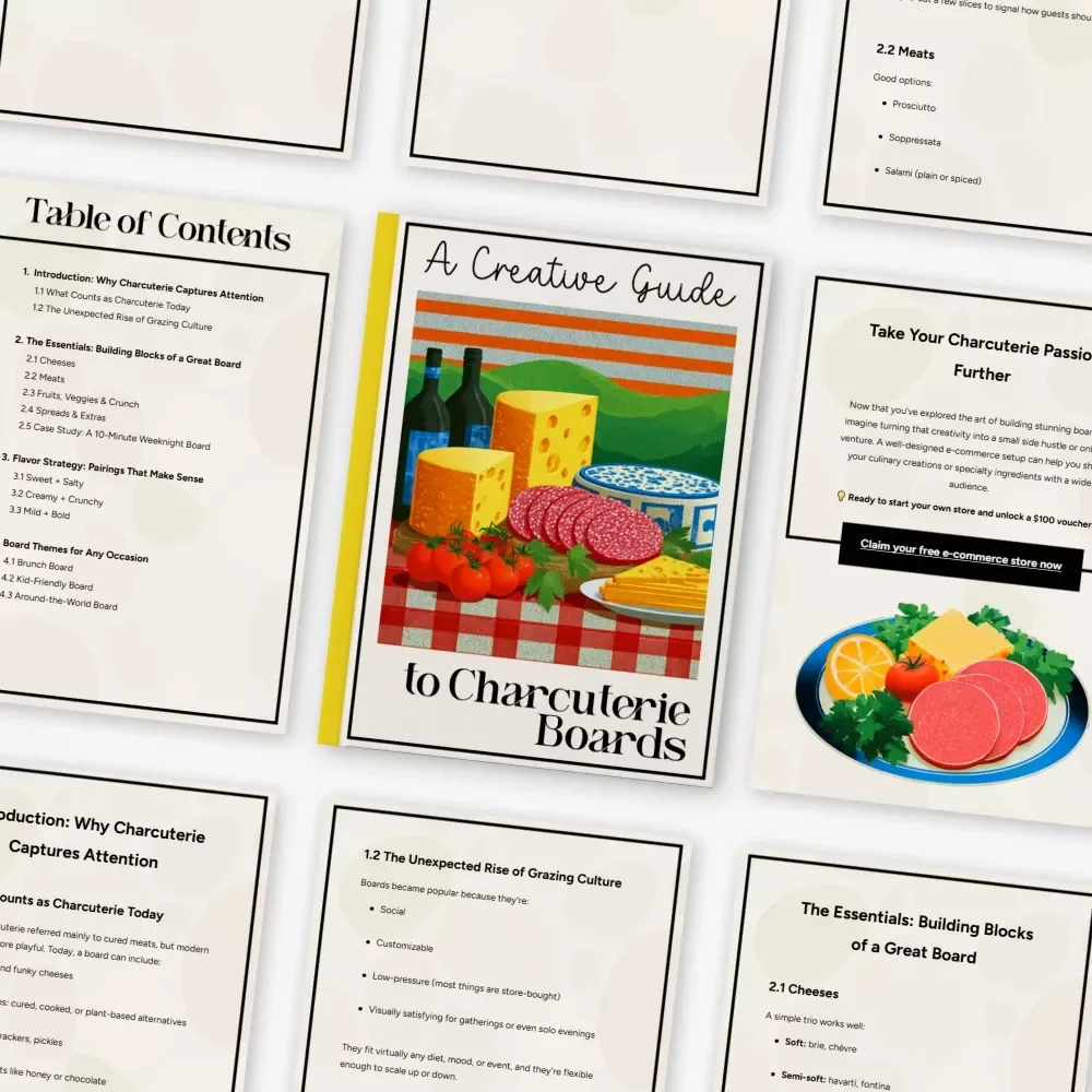 A Creative Guide to Charcuterie Boards | Printable eBook for Food Lovers, Hosting Inspiration & charcuterie board ideas | Digital Download